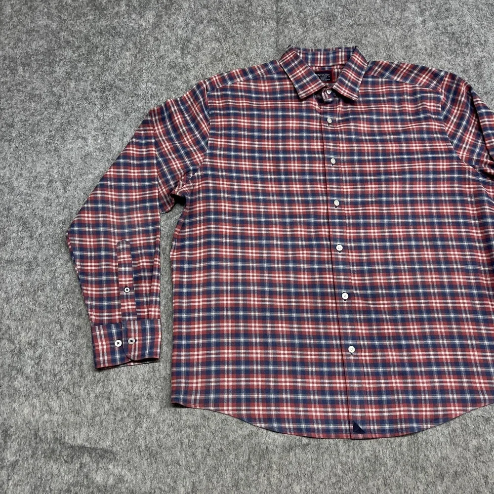 UNTUCKit Shirt Mens XL Red Blue Plaid Radda Relaxed Fit Long Sleeve Button Front